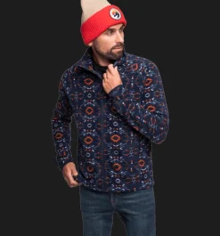 Tröjor & T-Shirts|Tröjor>Everest Outdoor M Zip Fleece Jacket NAVY RETRO PATTERN