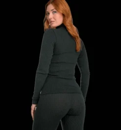 Tröjor & T-Shirts>Everest Outdoor W Uw Ribb Sht DARK GREEN