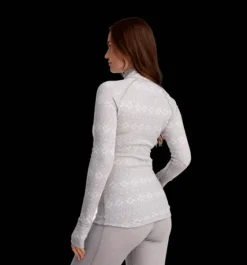 Tröjor & T-Shirts>Everest Outdoor W Wool Uw Half Zip LT GREY PATTERN